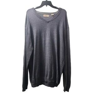 Weatherproof Mens Size 1X Vintage 1948 Sweater Blue V Neck‎ 100% Cotton